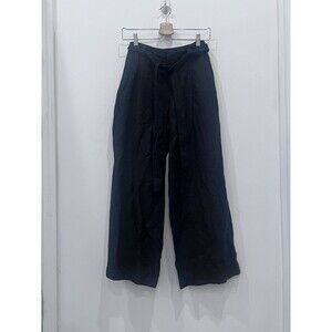 GAP Black Linen Blend Wide Leg Pants Tie Belt Women's Sz 2 Minimalist lagenlook